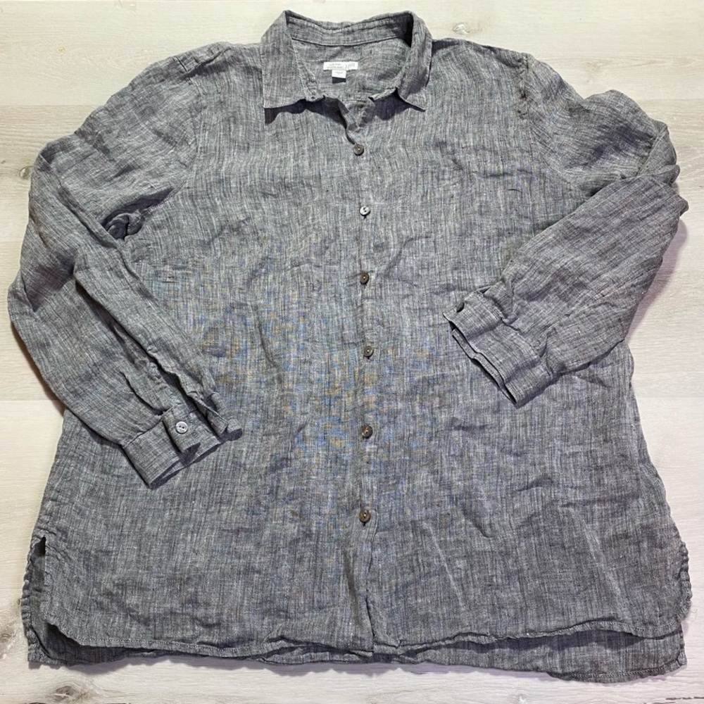 J. Jill grey woven linen shirt, size large